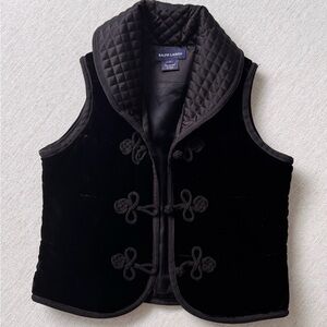 Ralph Lauren Black Velvet Vest with Toggle Closures